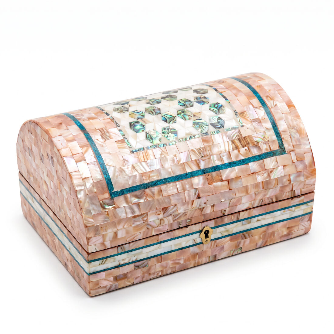 Rose Pearl Dome Chest — Teal