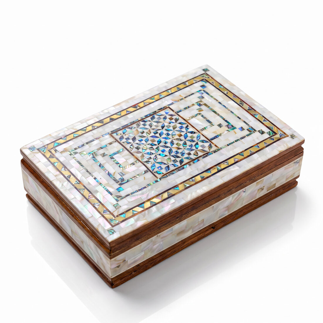 Pearl Keepsake Box — Blue Lattice